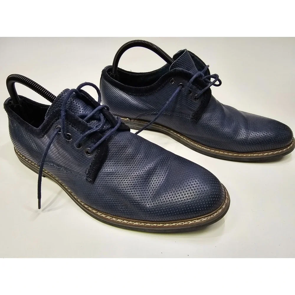 Joe Jeans Mens Navy Blue Textured Derby Shoes ‎ Size 10